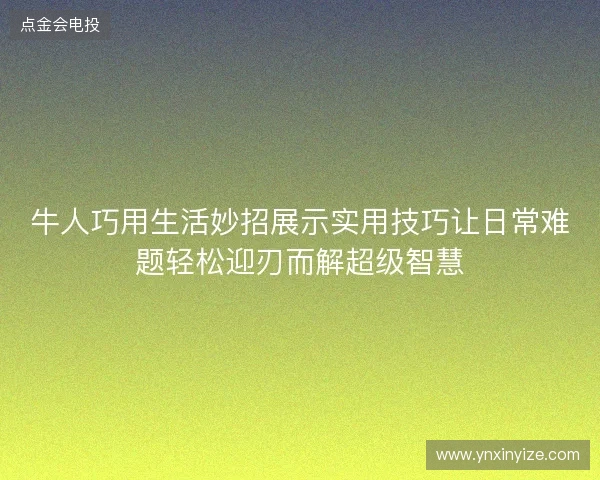 牛人巧用生活妙招展示实用技巧让日常难题轻松迎刃而解超级智慧